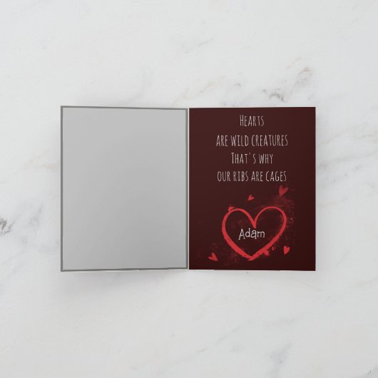 Valentijnse aangepaste Kaart voor ribbenkage, spec (Binnen)