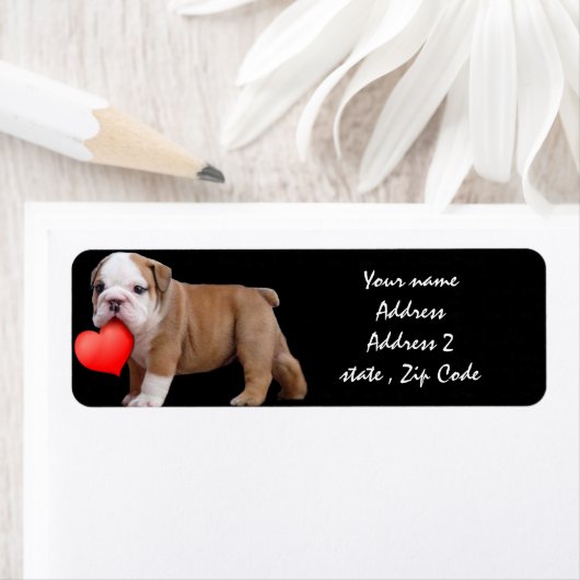 Valentijnse Adresetiketten Bulldog puppy Etiket (Insitu)