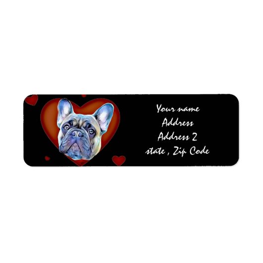 Valentijnse Adresetiketten Franse Bulldog puppy Etiket (Voorkant)
