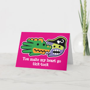 Valentijnse alligator en kapiteinshaak feestdagen kaart
