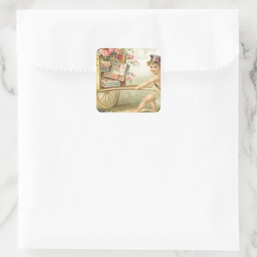  Valentijnse  Angel Vierkante Sticker (Tas)