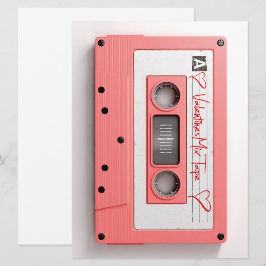 Valentijnse audio-cassette Feestdagenkaart (Voorkant / Achterkant)
