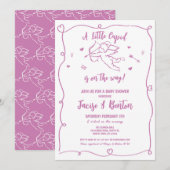 Valentijnse Baby shower Cupid Girl Pink Love Kaart (Voorkant / Achterkant)