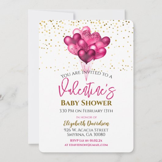 Valentijnse Baby shower hartballonnen Kaart (Voorkant)