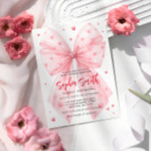 Valentijnse Baby shower Pink Bow Hearts Kaart
