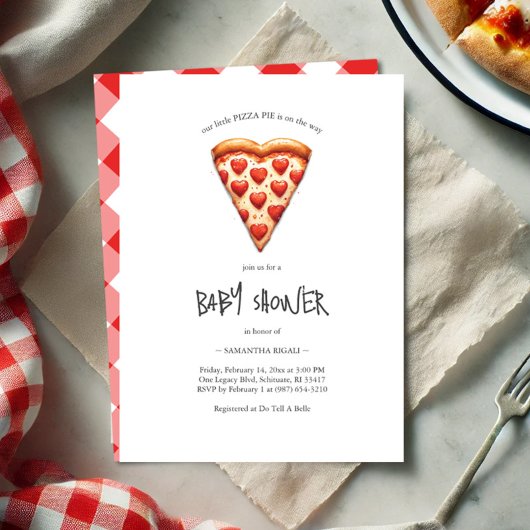 Valentijnse Baby shower Pizza Party Kaart