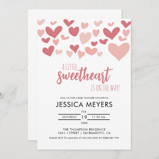 Valentijnse Baby shower uitnodiging (Voorkant / Achterkant)