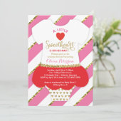 Valentijnse Baby shower uitnodiging, faux glitter Kaart (Staand voorkant)