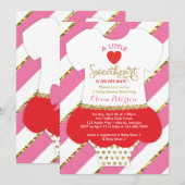 Valentijnse Baby shower uitnodiging, faux glitter Kaart (Voorkant / Achterkant)