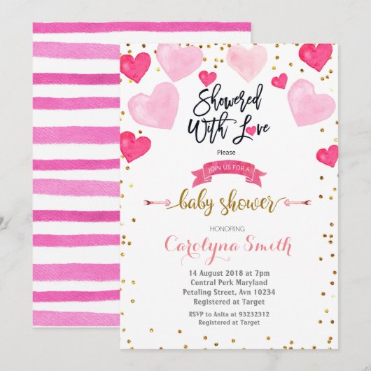 Valentijnse baby showers gedoucht met liefde kaart (Voorkant / Achterkant)
