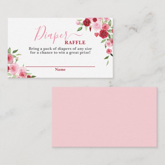 Valentijnse Baby showers Luier Raffle Kaart (Voorkant / Achterkant)