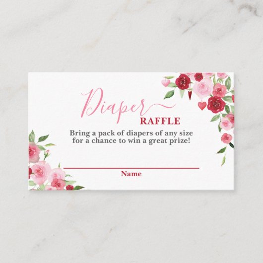 Valentijnse Baby showers Luier Raffle Kaart (Voorkant)