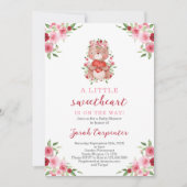 Valentijnse Baby showers Teddybeer Uitnodiging (Voorkant)
