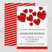 Valentijnse baby showers uitnodiging rood lief har (Voorkant / Achterkant)