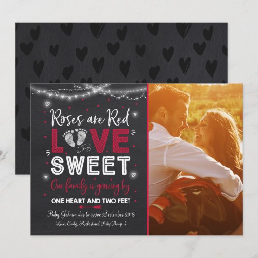 Valentijnse Baby Zwangerschap Feestdagenkaart (Voorkant / Achterkant)