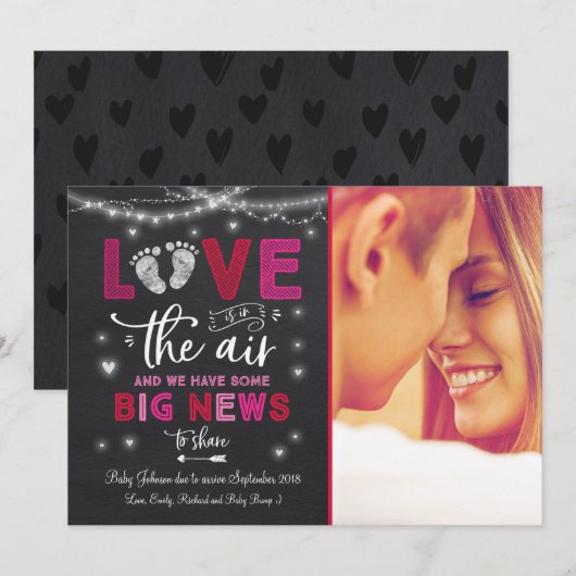 Valentijnse Baby Zwangerschap Feestdagenkaart (Voorkant / Achterkant)