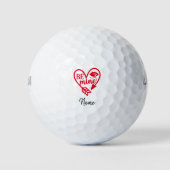Valentijnse BE-mijn met rood hart voor golfer Golfballen (Voorkant)