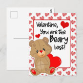 Valentijnse  Beary Best Hearts Briefkaart (Voorkant / Achterkant)