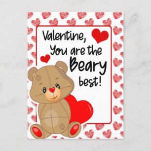 Valentijnse  Beary Best Hearts Feestdagenkaart
