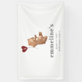 Valentijnse Beer 1e verjaardag Spandoek (Verticaal)