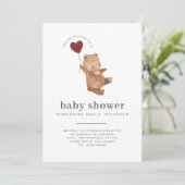 Valentijnse Beer Baby shower Uitnodiging (Staand voorkant)