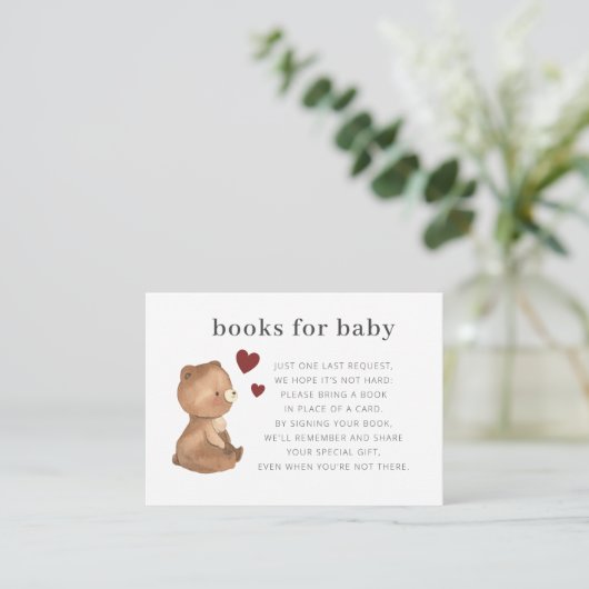 Valentijnse Beer Boeken voor Baby Informatiekaartje (Staand voorkant)