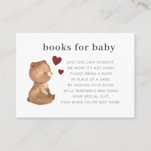 Valentijnse Beer Boeken voor Baby Informatiekaartje (Voorkant)