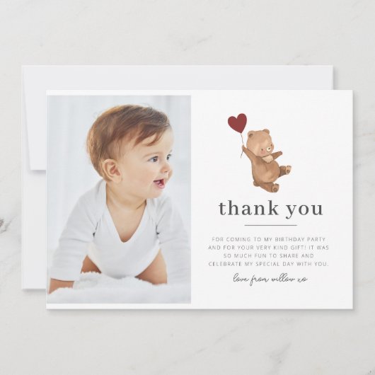 Valentijnse Beer Foto bedankt kaart (Voorkant)