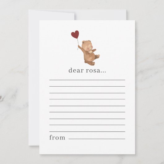 Valentijnse Beer Tijd Capsule Nota Kaart (Voorkant)