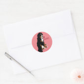 Valentijnse  Berner Berghond Ronde Sticker (Envelop)