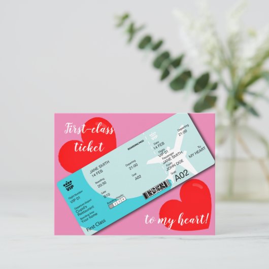 Valentijnse binnenschipinstapkaart briefkaart (Staand voorkant)