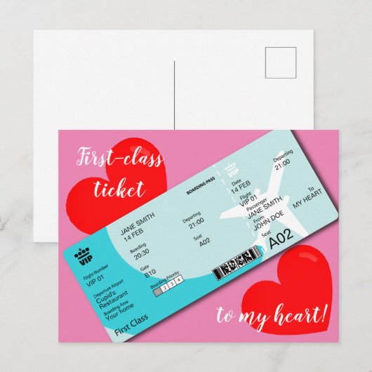 Valentijnse binnenschipinstapkaart briefkaart (Voorkant / Achterkant)