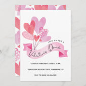 Valentijnse binnenuitnodiging met hartballonnen save the date (Voorkant / Achterkant)