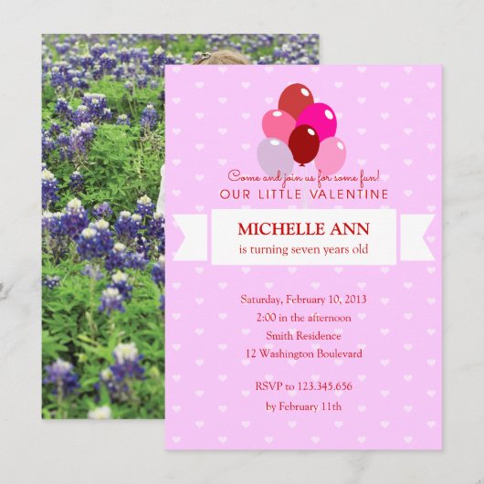 Valentijnse Birthday Party Kaart (Voorkant / Achterkant)