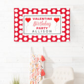 Valentijnse Birthday Party Red Hearts Gepersonalis Spandoek (Insitu)