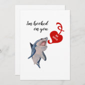 Valentijnse blauwe haai feestdagenkaart (Voorkant / Achterkant)