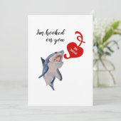 Valentijnse blauwe haai feestdagenkaart (Staand voorkant)