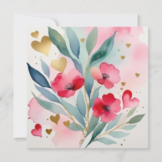 Valentijnse  Bloemen en harten Valentijns  Kaart (Voorkant)