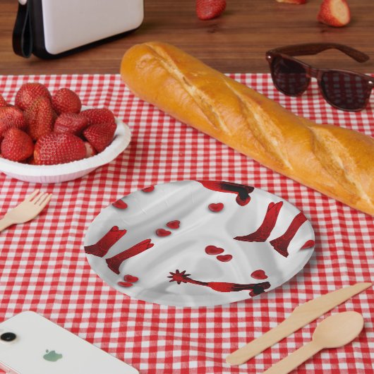 Valentijnse Borden van western partijpapier of bru Papieren Bordje (Picknick)