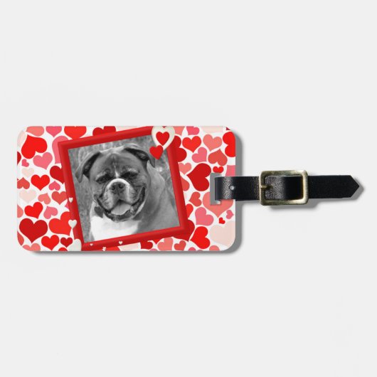 Valentijnse  Boxer Dog Hearts Bagagelabel (Voorkant horizontaal)