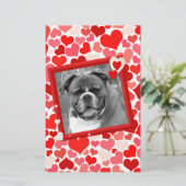 Valentijnse  Boxer Dog Hearts Briefpapier (Staand voorkant)