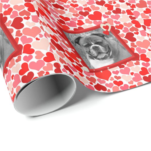 Valentijnse  Boxer Dog Hearts Cadeaupapier (Rol Hoek)
