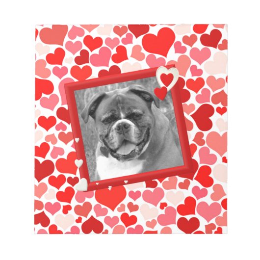 Valentijnse  Boxer Dog Hearts Notitieblok (Voorkant)