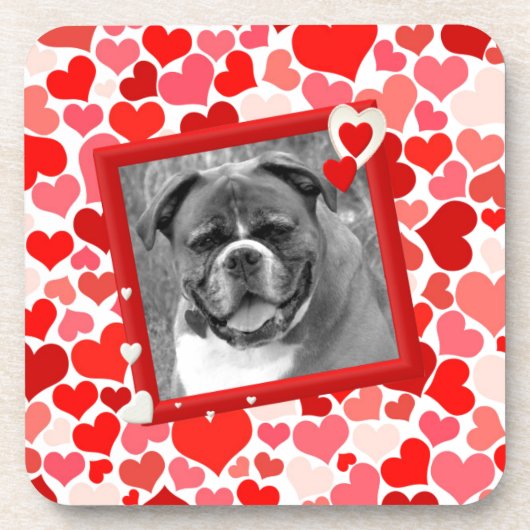 Valentijnse  Boxer Dog Hearts Onderzetter (Voorkant)