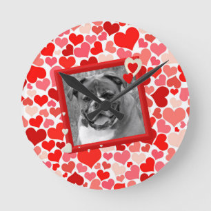 Valentijnse  Boxer Dog Hearts Ronde Klok