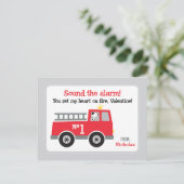 Valentijnse brandweerwagens feestdagenkaart (Staand voorkant)