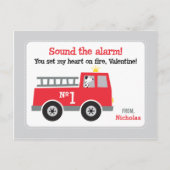 Valentijnse brandweerwagens feestdagenkaart (Voorkant)