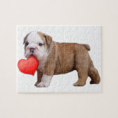 Valentijnse bulldog puppy legpuzzel (Horizontaal)
