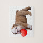 Valentijnse bulldog puppy legpuzzel (Verticaal)