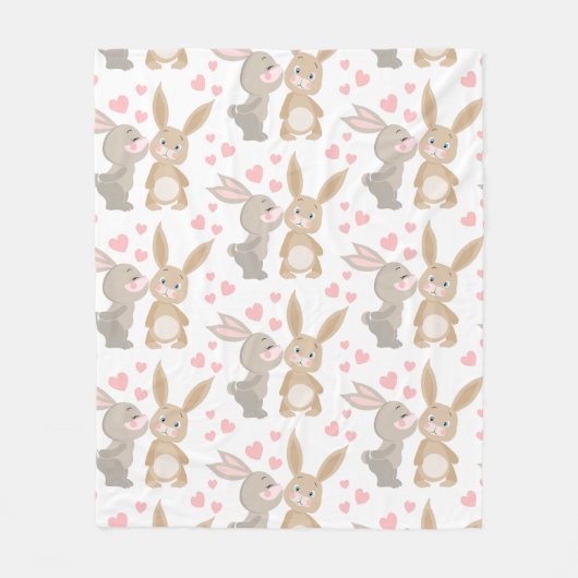 Valentijnse Bunnies Fleece Deken (Voorkant)
